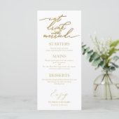 Eet, drink en wees getrouwd menu voor bord (Staand voorkant)