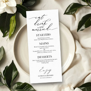 Eet, drink en wees getrouwd menu voor bord