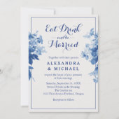 Eet Drink en wees getrouwd met een moderne blauwe  Kaart (Voorkant)