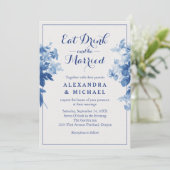 Eet Drink en wees getrouwd met een moderne blauwe  Kaart (Staand voorkant)