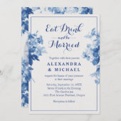 Eet Drink en wees getrouwd met een moderne blauwe  Kaart (Voorkant / Achterkant)