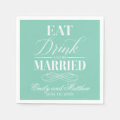Eet Drink en wees getrouwd Mint | Bruiloft Servetten (Voorkant)