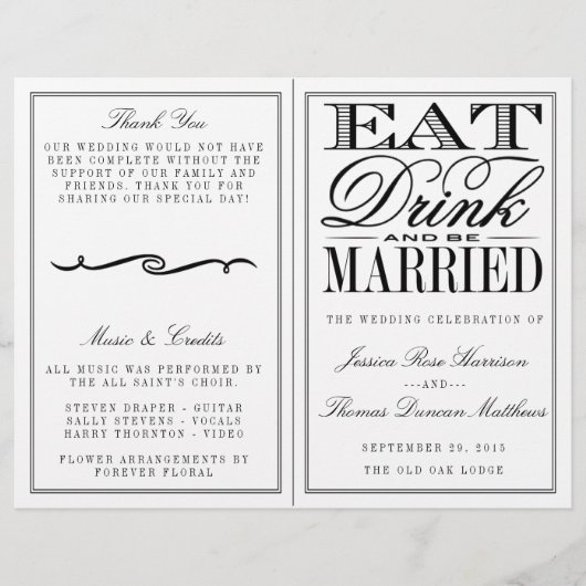 Eet, Drink en wees getrouwd Modern Black/White Wed (Voorkant)