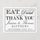 Eet, Drink en wees getrouwd Modern Black/White Wed Briefkaart (Voorkant)