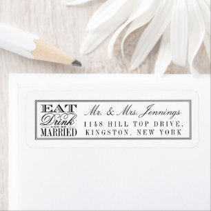 Eet, Drink en wees getrouwd Modern Black/White Wed Etiket