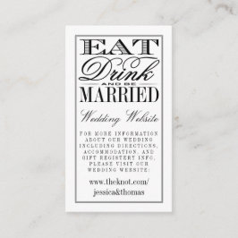 Eet, Drink en wees getrouwd Modern Black/White Wed Informatiekaartje