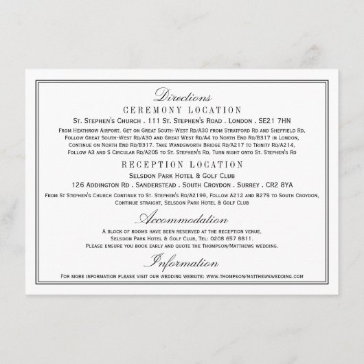 Eet, Drink en wees getrouwd Modern Black/White Wed Informatiekaartje (Achterkant)