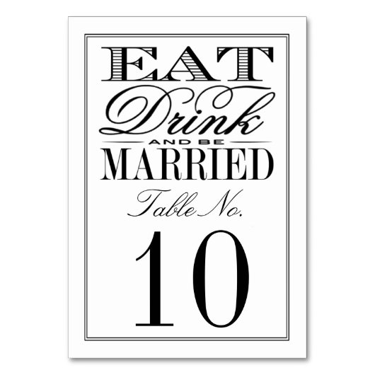 Eet, Drink en wees getrouwd Modern Black/White Wed Kaart (Achterkant)
