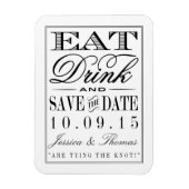 Eet, Drink en wees getrouwd Modern Black/White Wed Magneet (Verticaal)