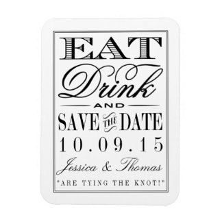 Eet, Drink en wees getrouwd Modern Black/White Wed Magneet