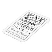 Eet, Drink en wees getrouwd Modern Black/White Wed Magneet (Linkerzijde)