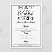 Eet, Drink en wees getrouwd Modern Black/White Wed Menu (Voorkant)
