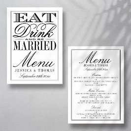 Eet, Drink en wees getrouwd Modern Black/White Wed Menu