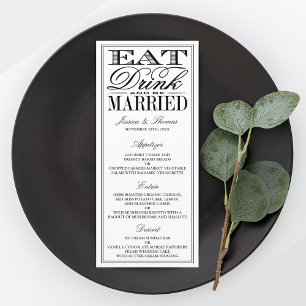 Eet, Drink en wees getrouwd Modern Black/White Wed Menu