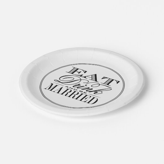 Eet, Drink en wees getrouwd Modern Black/White Wed Papieren Bordje (Gekanteld)