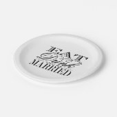 Eet, Drink en wees getrouwd Modern Black/White Wed Papieren Bordje (Gekanteld)