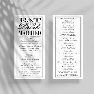 Eet, Drink en wees getrouwd Modern Black/White Wed Programmakaart