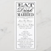 Eet, Drink en wees getrouwd Modern Black/White Wed Programmakaart (Voorkant)