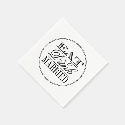 Eet, Drink en wees getrouwd Modern Black/White Wed Servetten (Hoek)