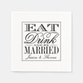 Eet, Drink en wees getrouwd Modern Black/White Wed Servetten (Voorkant)