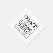 Eet, Drink en wees getrouwd Modern Black/White Wed Servetten (Hoek)
