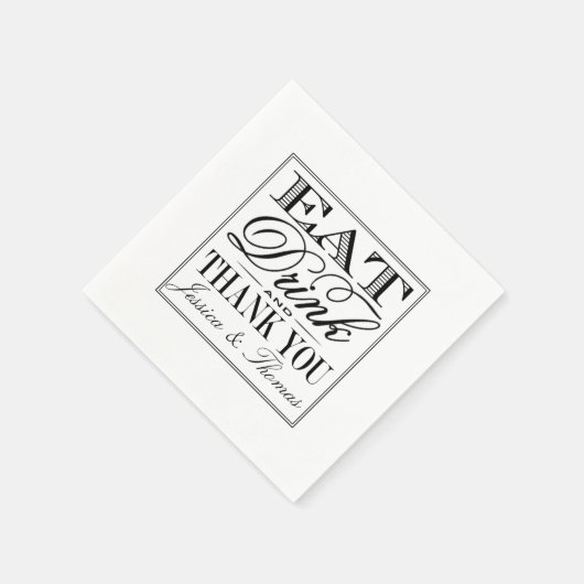 Eet, Drink en wees getrouwd Modern Black/White Wed Servetten (Hoek)