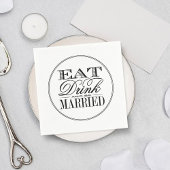 Eet, Drink en wees getrouwd Modern Black/White Wed Servetten
