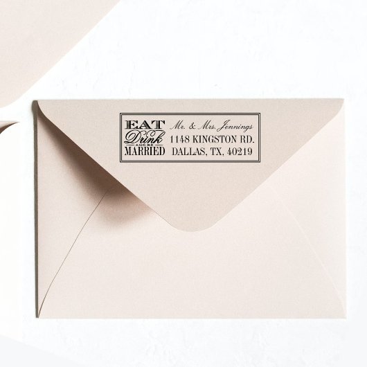 Eet, Drink en wees getrouwd Modern Black/White Wed Zelfinktende Stempel