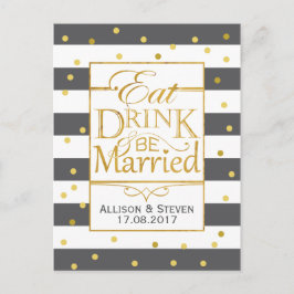 Eet, drink en wees getrouwd ontwerp uitnodiging briefkaart