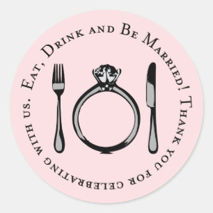 Eet Drink en wees getrouwd roze bruiloft Ronde Sticker