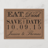 Eet, Drink en wees getrouwd Rustic Kraft Wedding Aankondigingskaart (Voorkant)