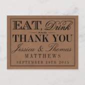 Eet, Drink en wees getrouwd Rustic Kraft Wedding Briefkaart (Voorkant)