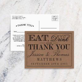 Eet, Drink en wees getrouwd Rustic Kraft Wedding Briefkaart