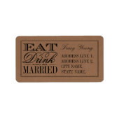 Eet, Drink en wees getrouwd Rustic Kraft Wedding Etiket (Voorkant)