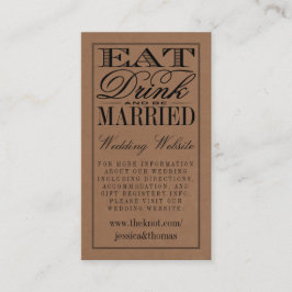 Eet, Drink en wees getrouwd Rustic Kraft Wedding Informatiekaartje