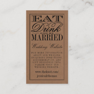 Eet, Drink en wees getrouwd Rustic Kraft Wedding Informatiekaartje