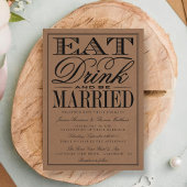 Eet, Drink en wees getrouwd Rustic Kraft Wedding Kaart