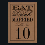 Eet, Drink en wees getrouwd Rustic Kraft Wedding Kaart<br><div class="desc">Eet, Drink en wees getrouwd Rustic Kraft Wedding Table Number Kaarten. *** HOE MOET U BESTELLEN *** Gelieve elke tabelnummerkaart aan te passen en toe te voegen aan uw karretje, één voor één. Zazzle beschikt momenteel niet over een systeem om een aanpassing van de producten mogelijk te maken nadat een...</div>