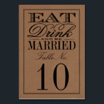 Eet, Drink en wees getrouwd Rustic Kraft Wedding Kaart<br><div class="desc">Eet, Drink en wees getrouwd Rustic Kraft Wedding Table Number Kaarten. *** HOE MOET U BESTELLEN *** Gelieve elke tabelnummerkaart aan te passen en toe te voegen aan uw karretje, één voor één. Zazzle beschikt momenteel niet over een systeem om een aanpassing van de producten mogelijk te maken nadat een...</div>