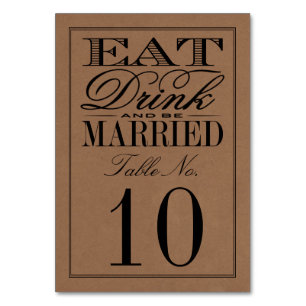 Eet, Drink en wees getrouwd Rustic Kraft Wedding Kaart