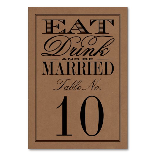Eet, Drink en wees getrouwd Rustic Kraft Wedding Kaart (Achterkant)
