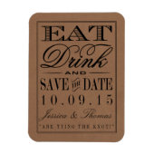 Eet, Drink en wees getrouwd Rustic Kraft Wedding Magneet (Verticaal)