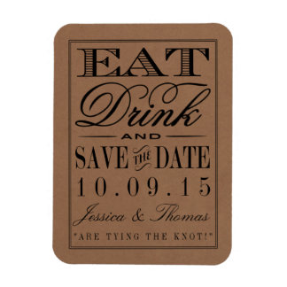 Eet, Drink en wees getrouwd Rustic Kraft Wedding Magneet