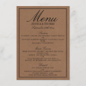 Eet, Drink en wees getrouwd Rustic Kraft Wedding Menu (Achterkant)