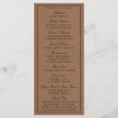 Eet, Drink en wees getrouwd Rustic Kraft Wedding Programmakaart (Achterkant)