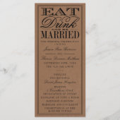 Eet, Drink en wees getrouwd Rustic Kraft Wedding Programmakaart (Voorkant)