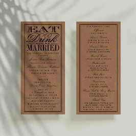 Eet, Drink en wees getrouwd Rustic Kraft Wedding Programmakaart