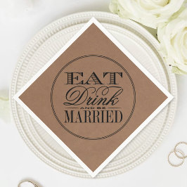 Eet, Drink en wees getrouwd Rustic Kraft Wedding Servet