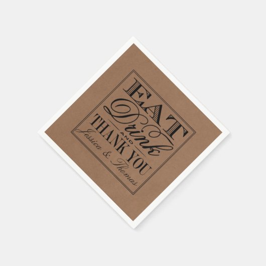 Eet, Drink en wees getrouwd Rustic Kraft Wedding Servetten (Hoek)