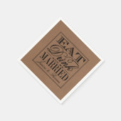 Eet, Drink en wees getrouwd Rustic Kraft Wedding Servetten (Hoek)